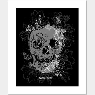 Blooms and Bones - A Spring Symphony of Skeletons, Flowers and Butterflies Posters and Art